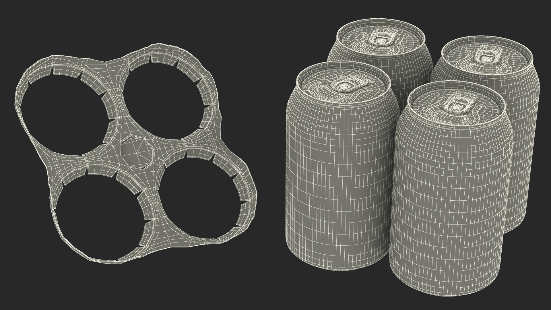 3D Small Can Cardboard Holder 4 Pack model