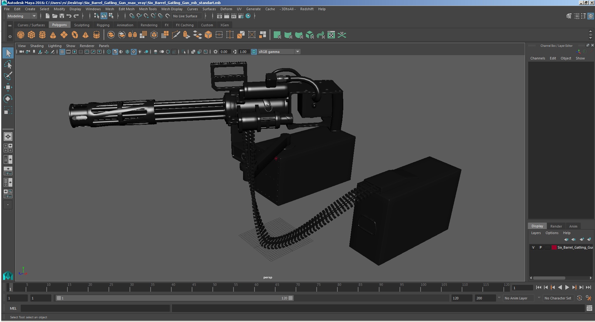 Six Barrel Gatling Gun 3D