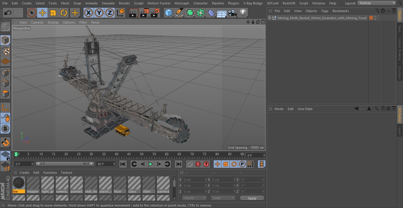 3D Mining Multi Bucket Wheel Excavator with Mining Truck model