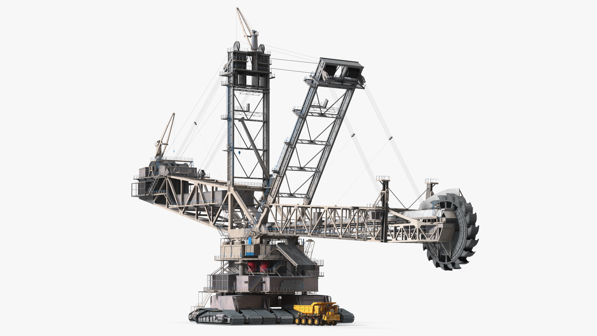 3D Mining Multi Bucket Wheel Excavator with Mining Truck model