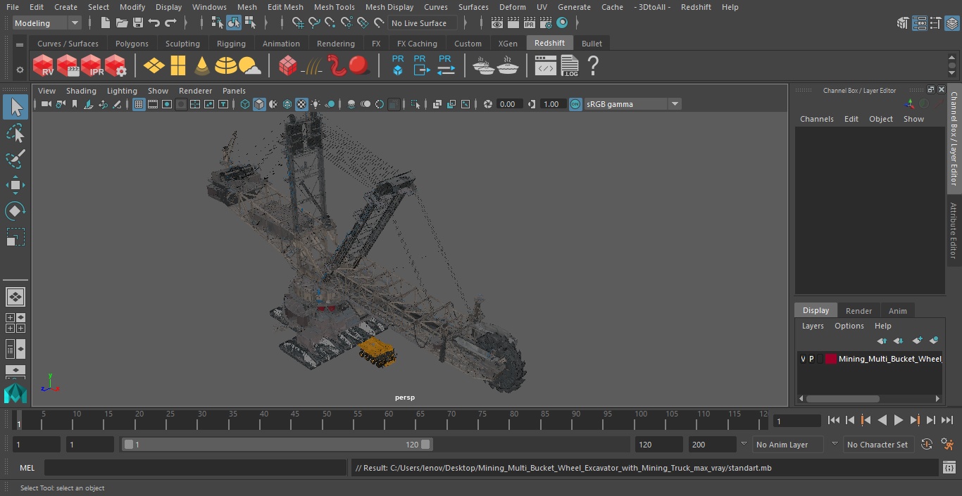3D Mining Multi Bucket Wheel Excavator with Mining Truck model