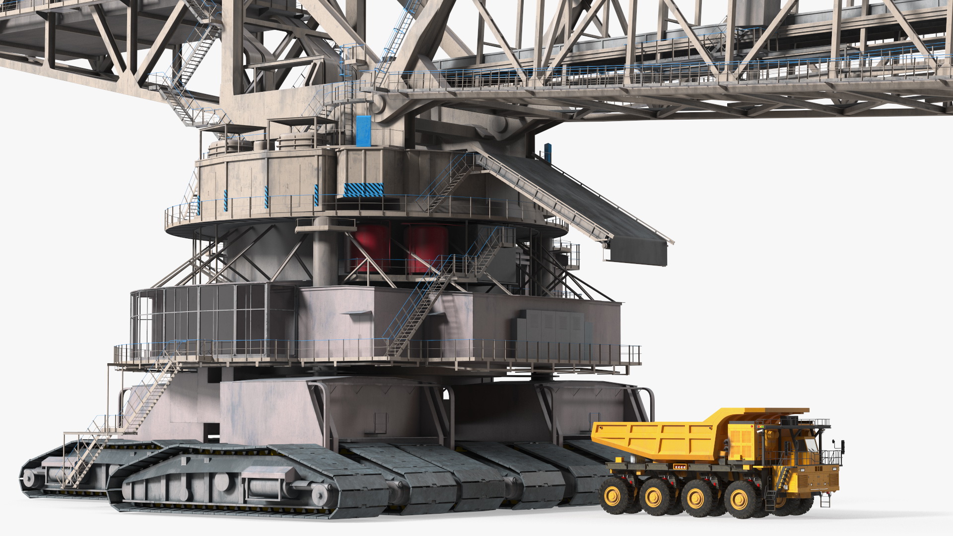 3D Mining Multi Bucket Wheel Excavator with Mining Truck model