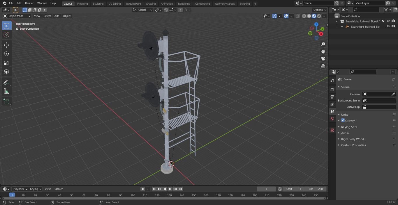 Searchlight Railroad Signal Double 3D model