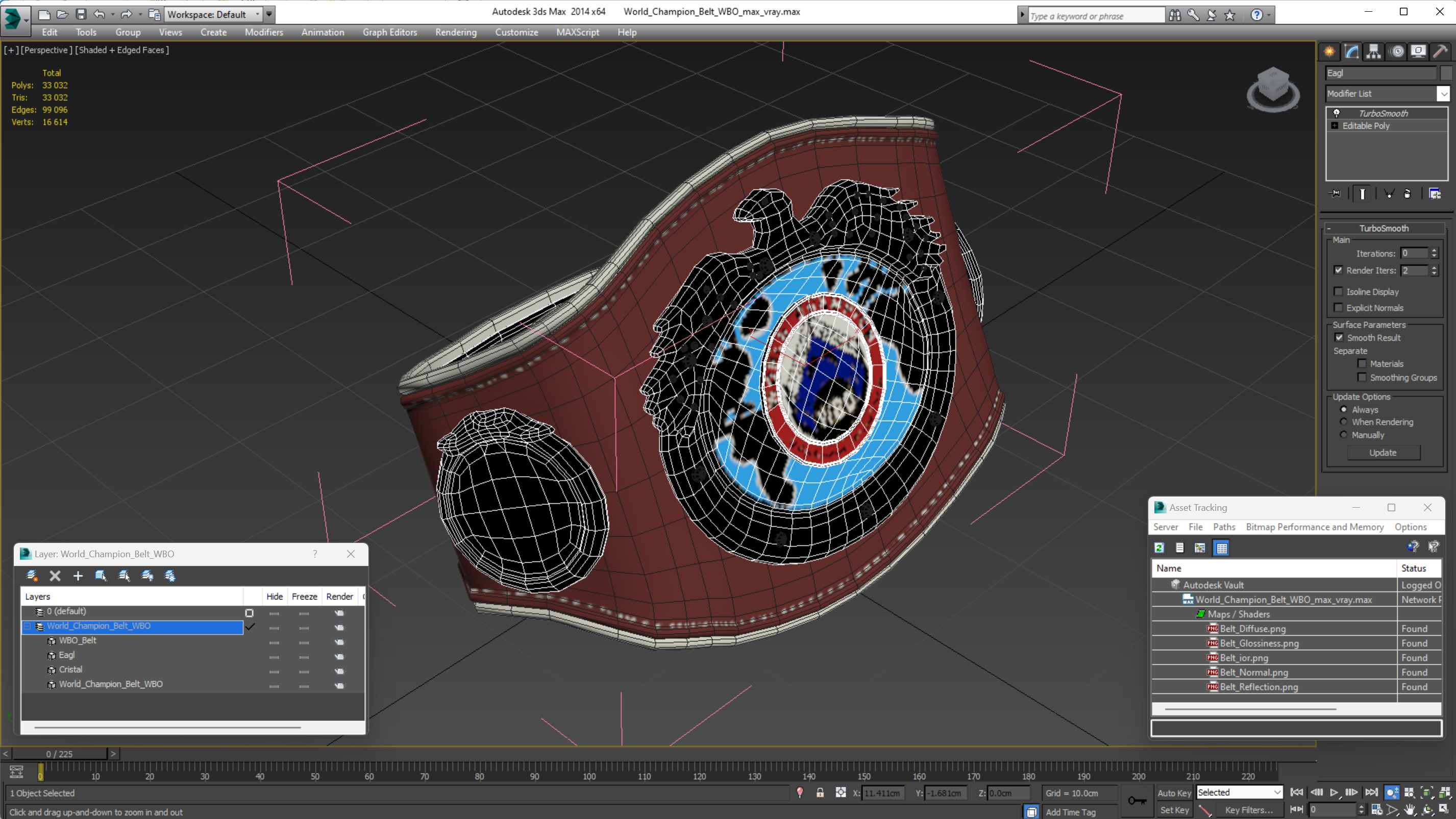 3D World Champion Belt WBO model