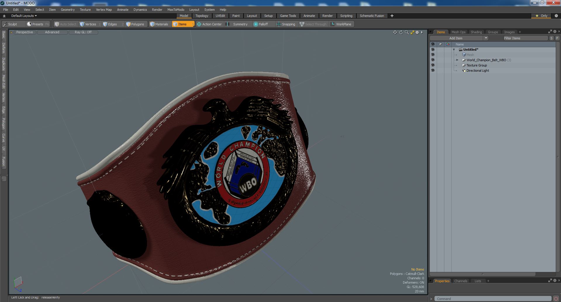 3D World Champion Belt WBO model