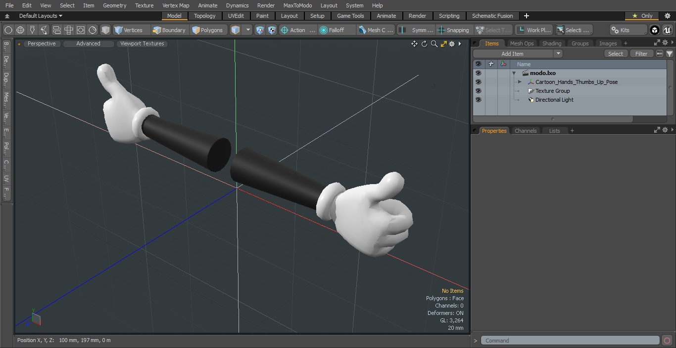 3D Cartoon Hands Thumbs Up Pose model