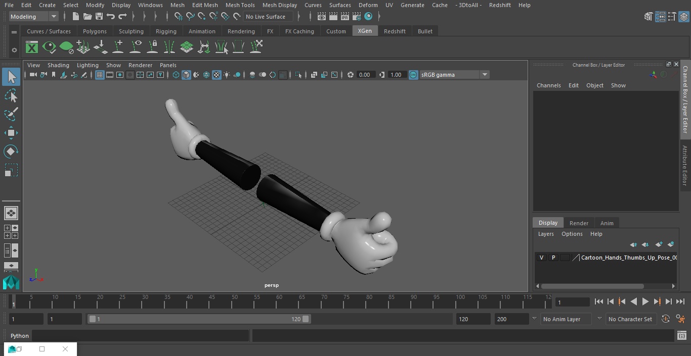 3D Cartoon Hands Thumbs Up Pose model