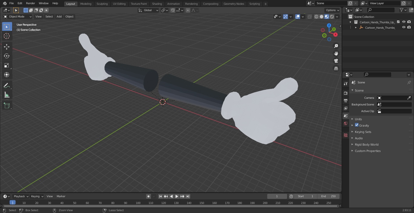 3D Cartoon Hands Thumbs Up Pose model