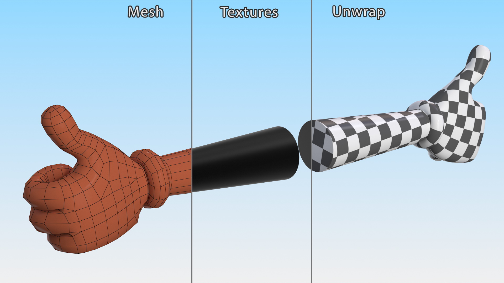 3D Cartoon Hands Thumbs Up Pose model