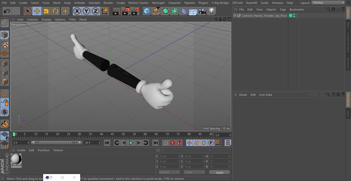 3D Cartoon Hands Thumbs Up Pose model