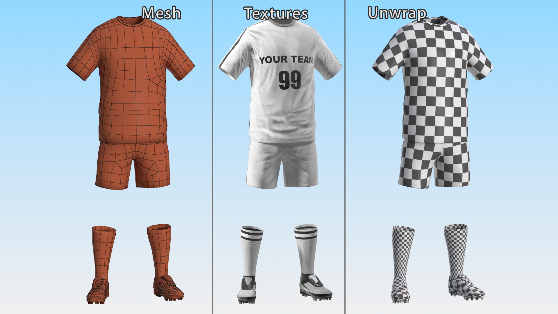 3D model Soccer Uniform White Your Team
