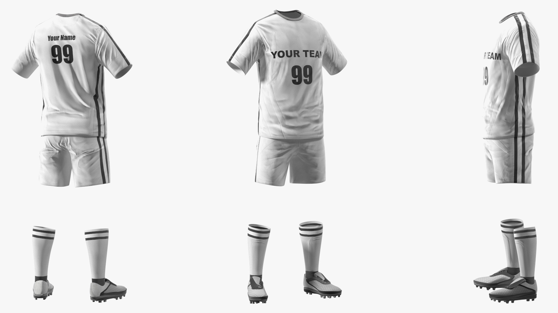 3D model Soccer Uniform White Your Team