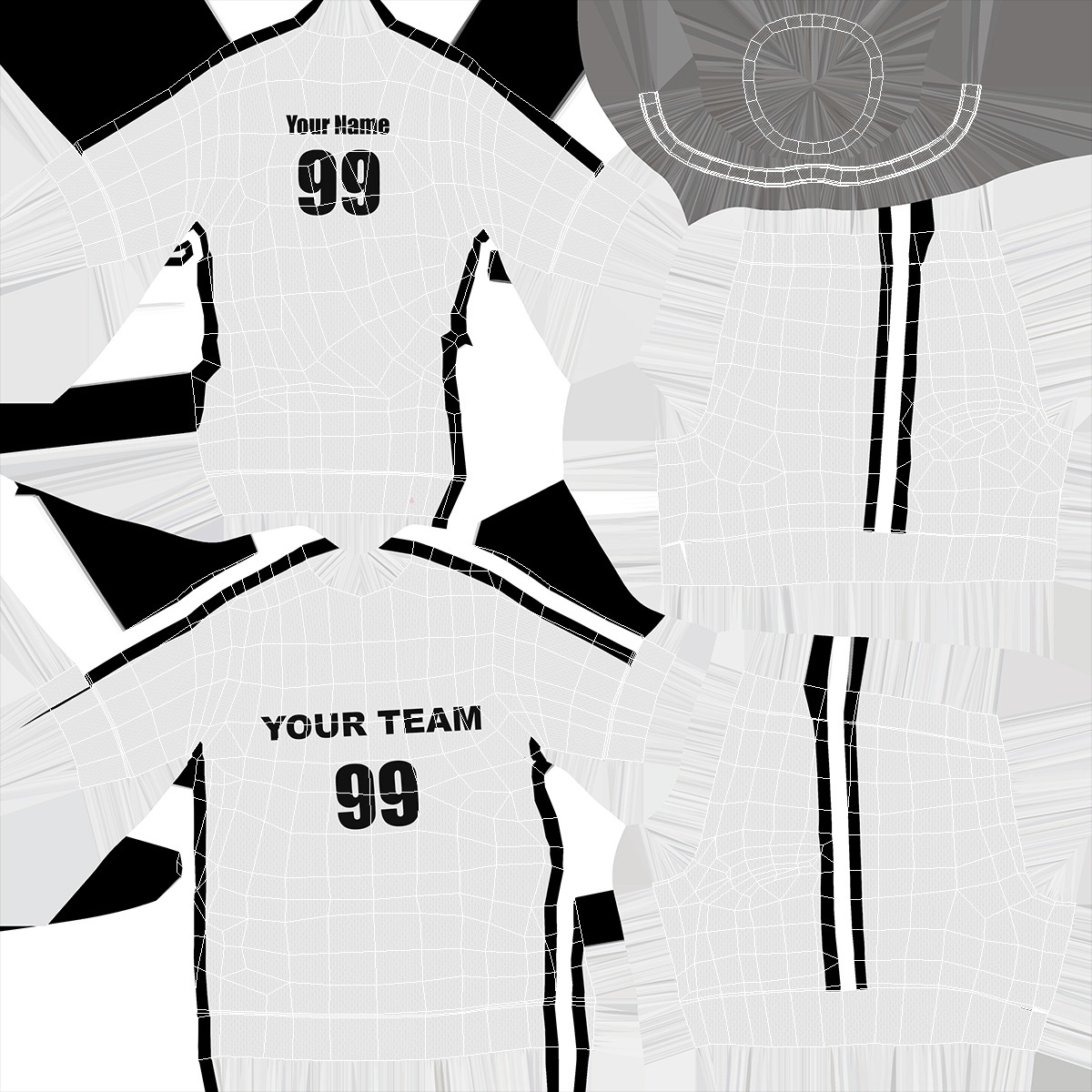 3D model Soccer Uniform White Your Team