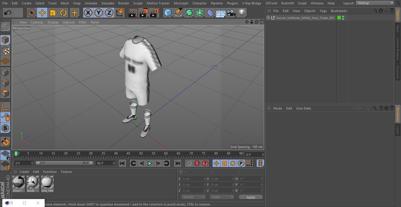3D model Soccer Uniform White Your Team
