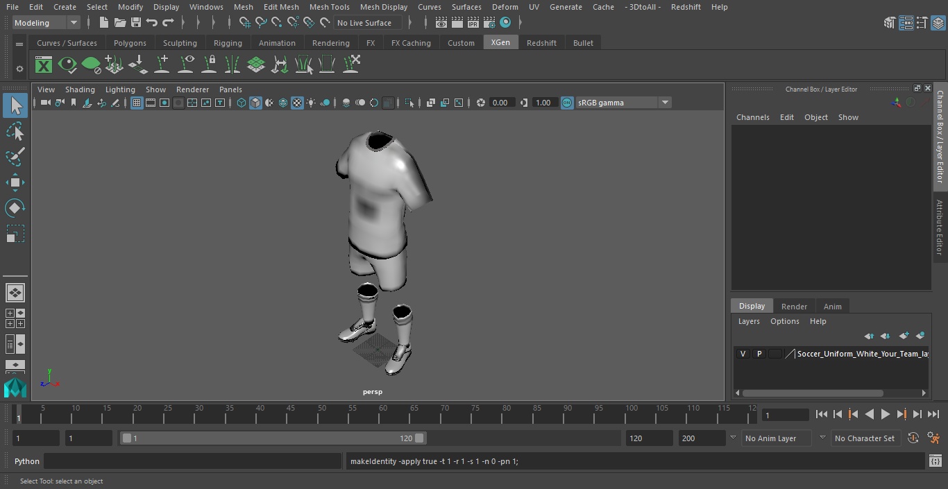 3D model Soccer Uniform White Your Team