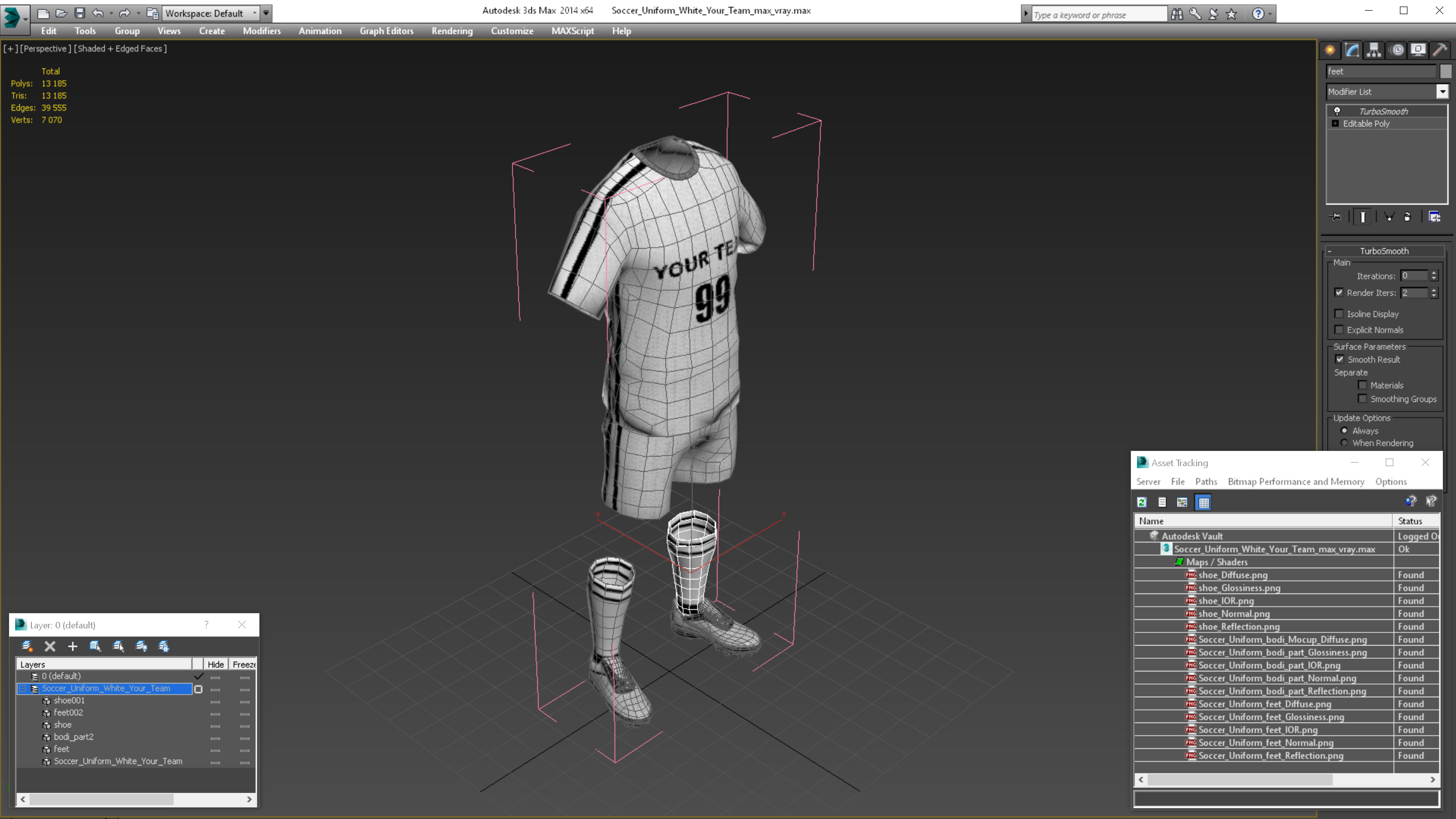 3D model Soccer Uniform White Your Team