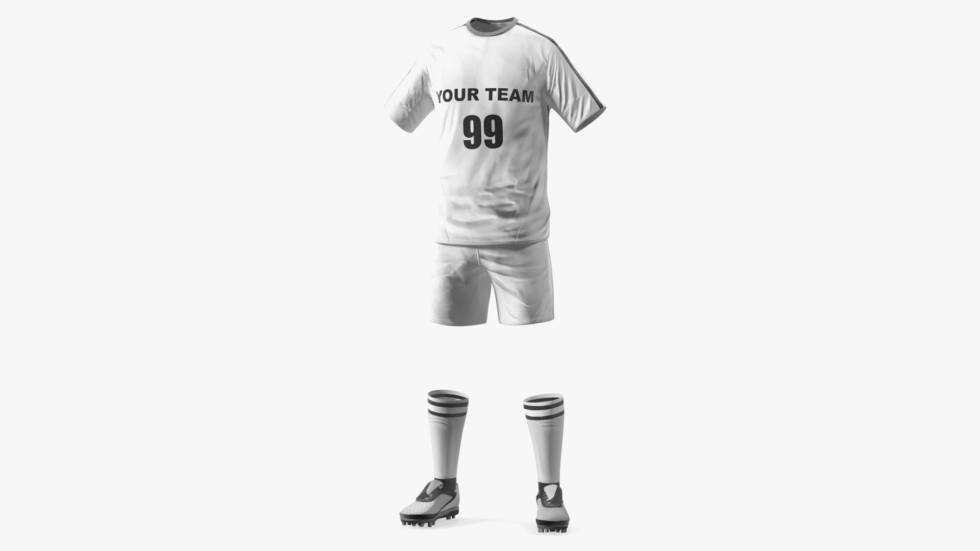 3D model Soccer Uniform White Your Team