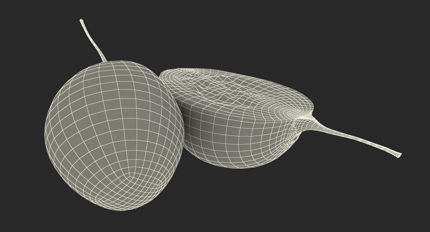 Tree Tomato Tamarillo Whole Half 3D