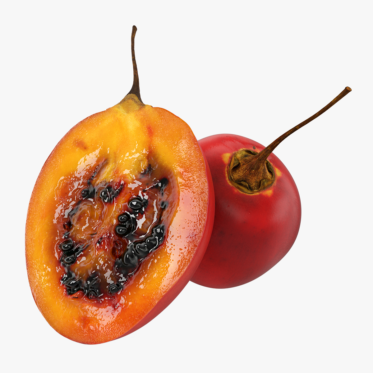 Tree Tomato Tamarillo Whole and Half 3D Model