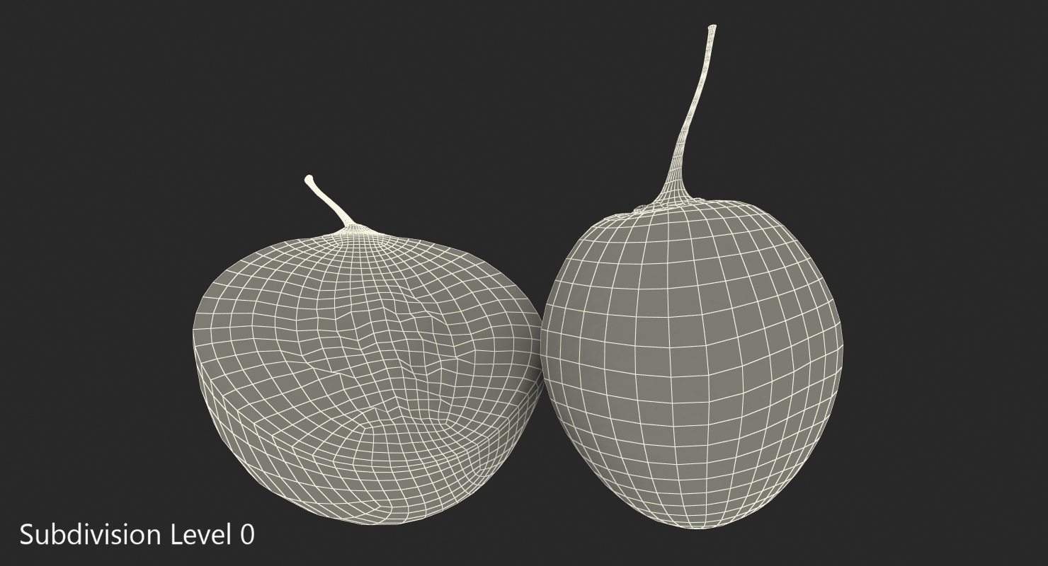 Tree Tomato Tamarillo Whole Half 3D