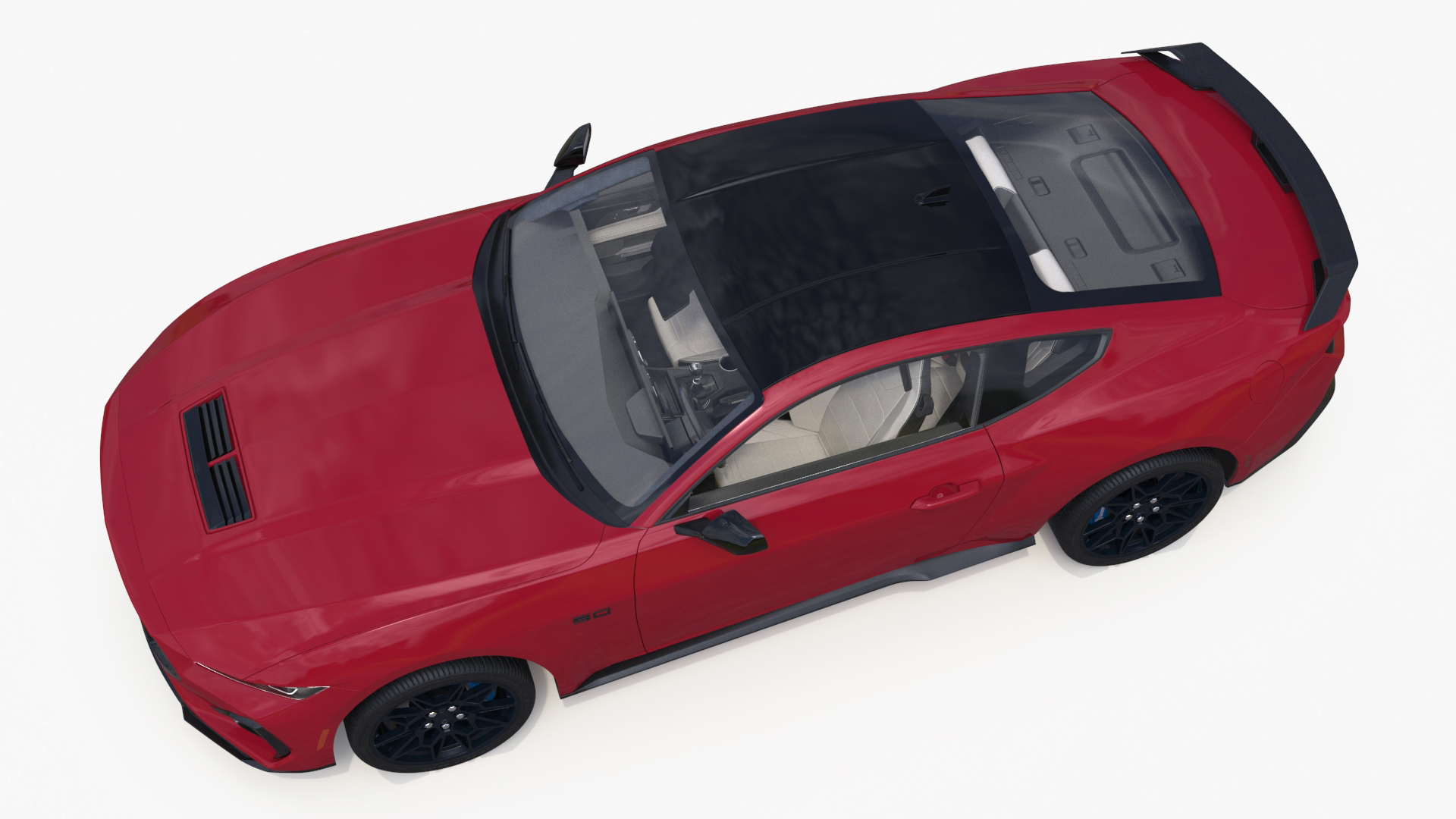 3D Ford Mustang 2024 Red Rigged model