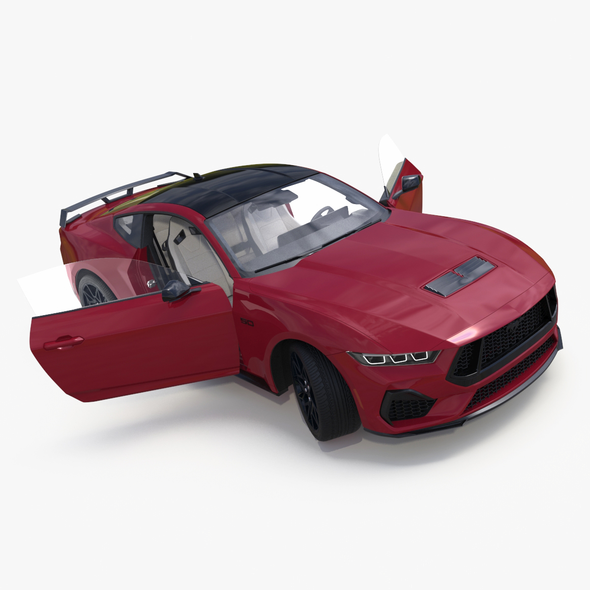 3D Ford Mustang 2024 Red Rigged model