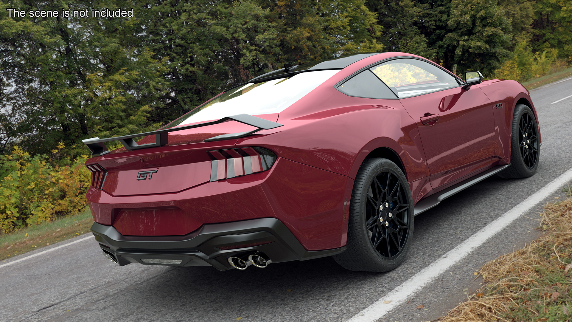 3D Ford Mustang 2024 Red Rigged model