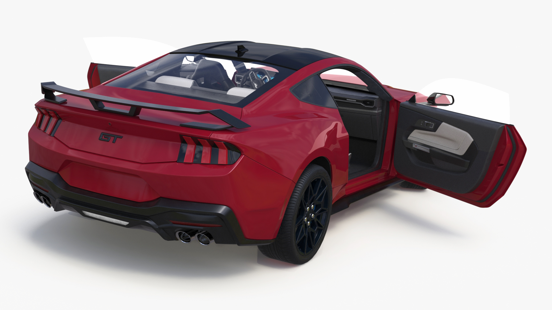 3D Ford Mustang 2024 Red Rigged model
