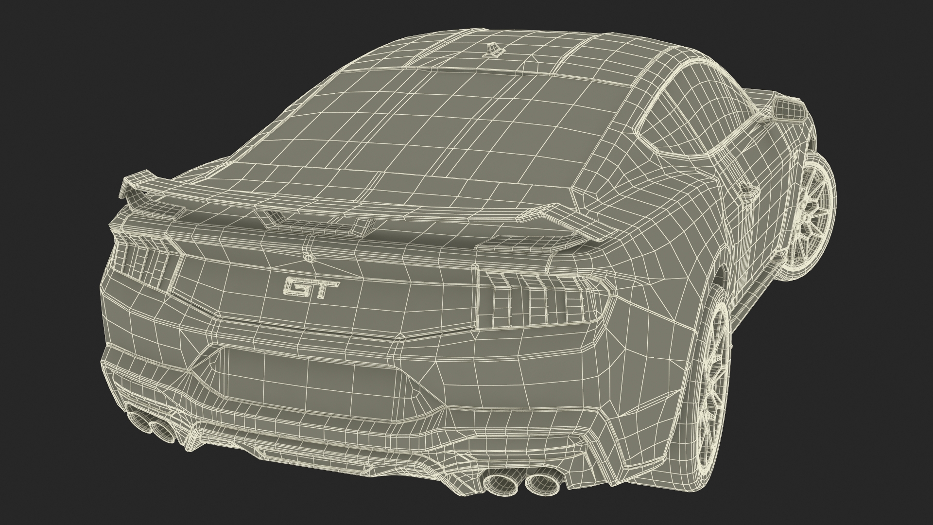 3D Ford Mustang 2024 Red Rigged model