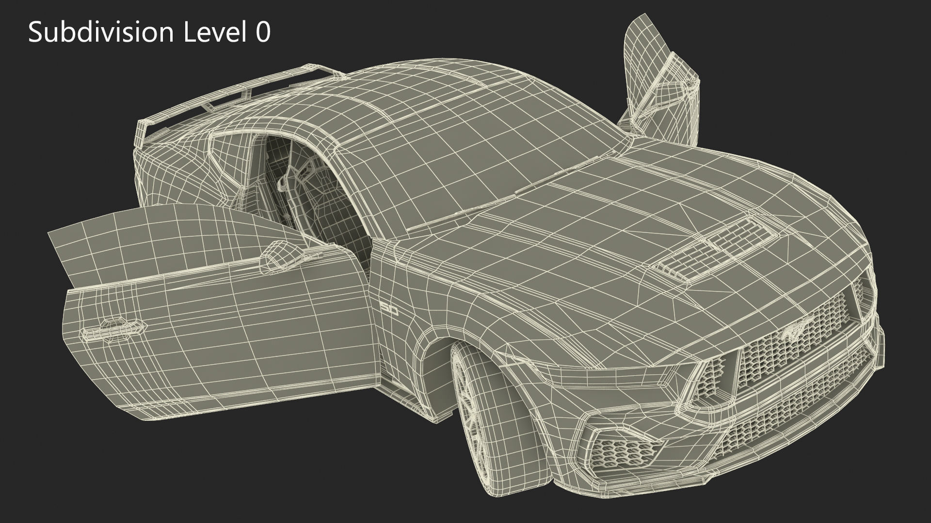 3D Ford Mustang 2024 Red Rigged model