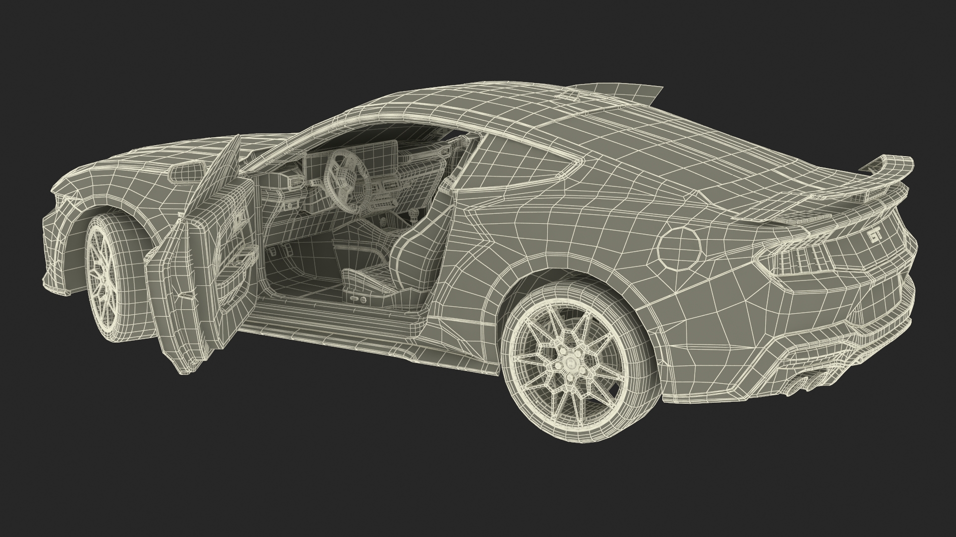 3D Ford Mustang 2024 Red Rigged model
