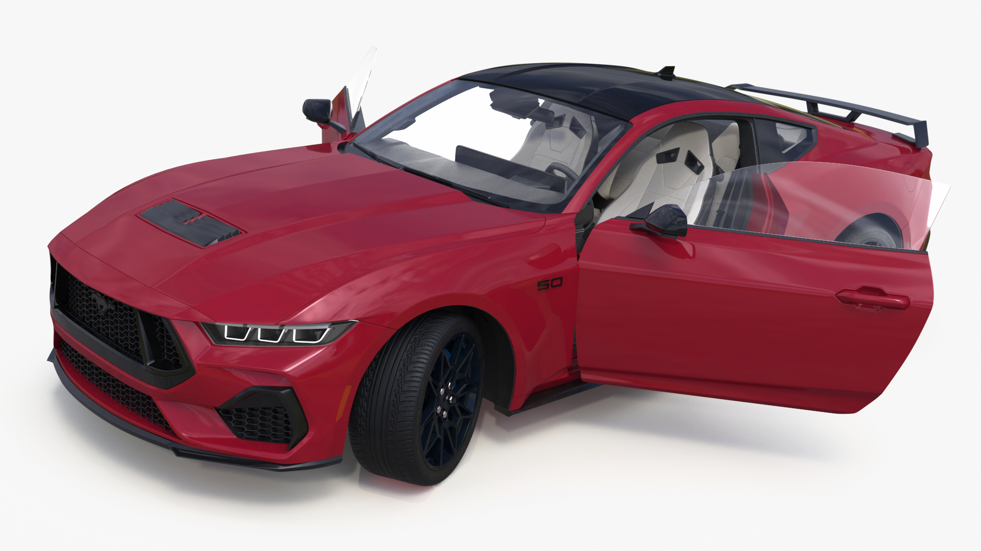 3D Ford Mustang 2024 Red Rigged model