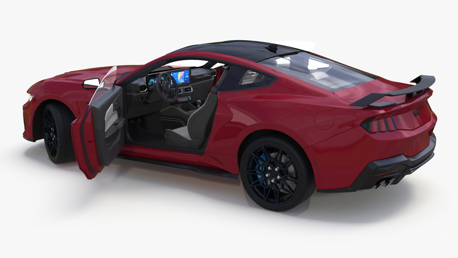 3D Ford Mustang 2024 Red Rigged model