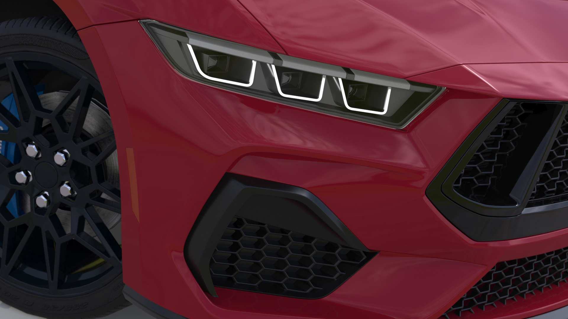 3D Ford Mustang 2024 Red Rigged model