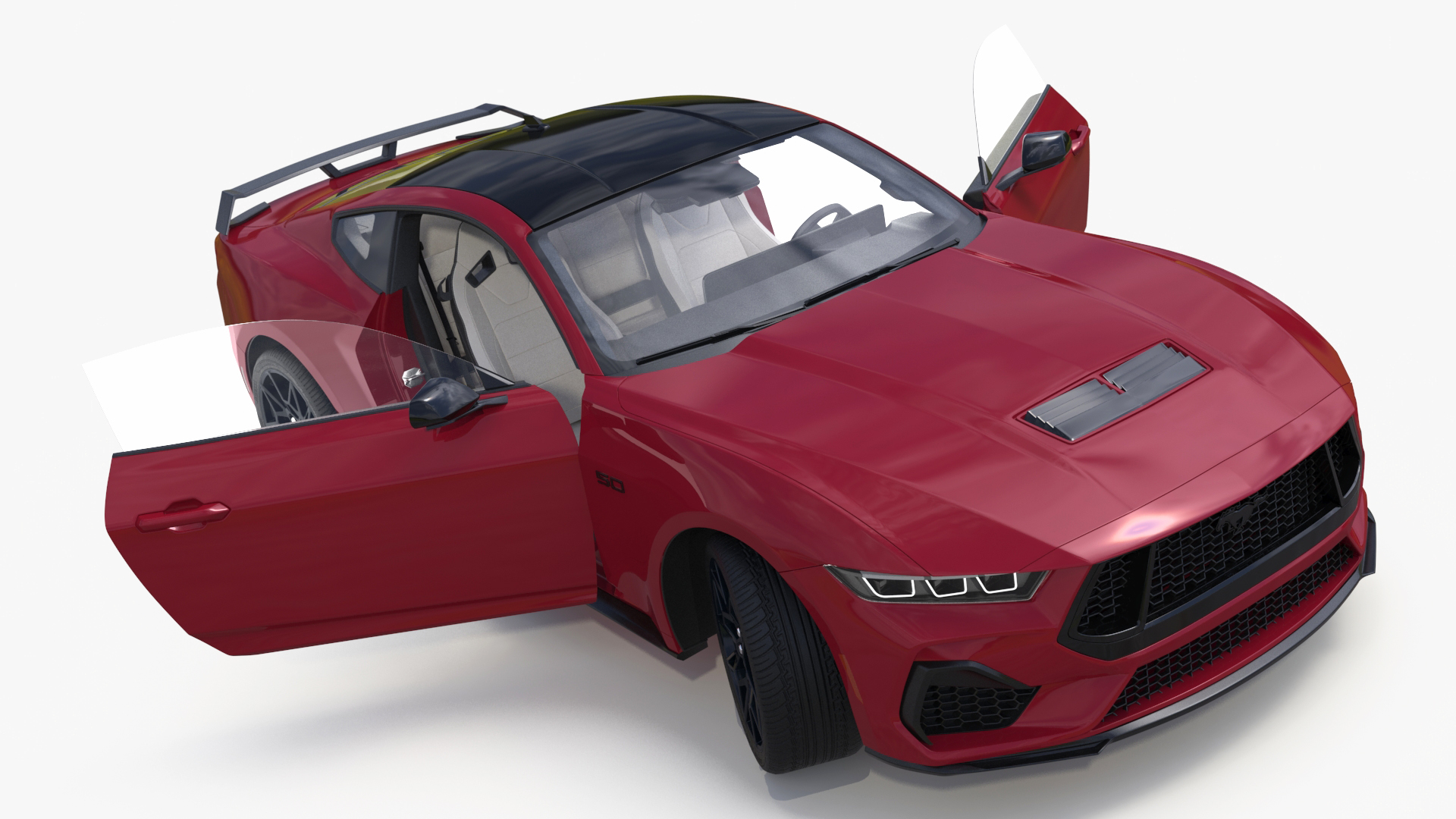 3D Ford Mustang 2024 Red Rigged model