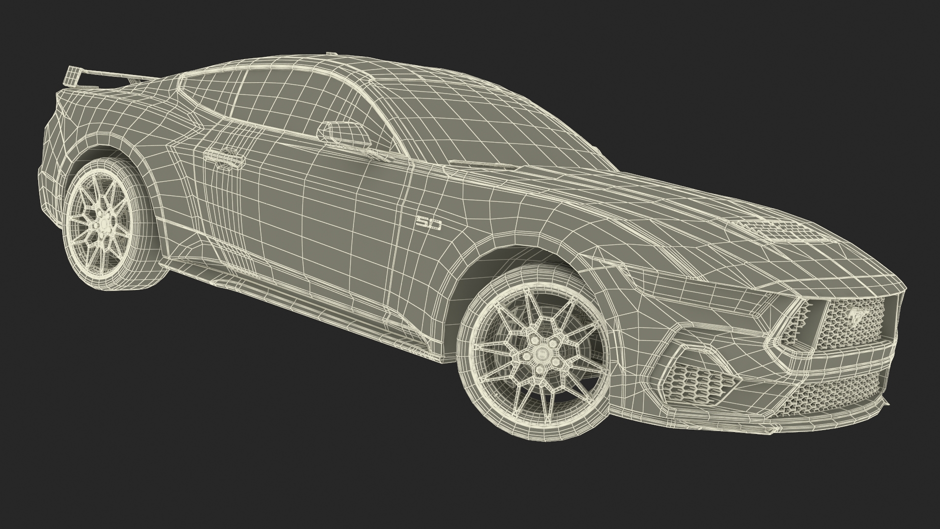 3D Ford Mustang 2024 Red Rigged model