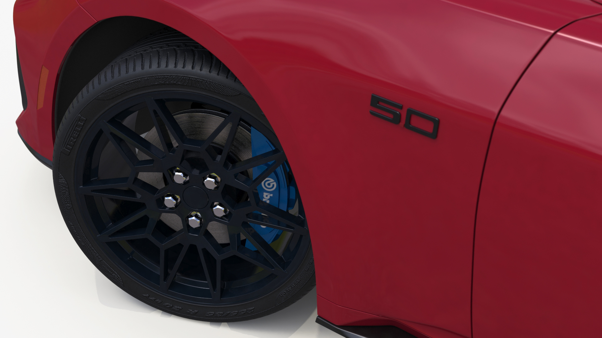 3D Ford Mustang 2024 Red Rigged model