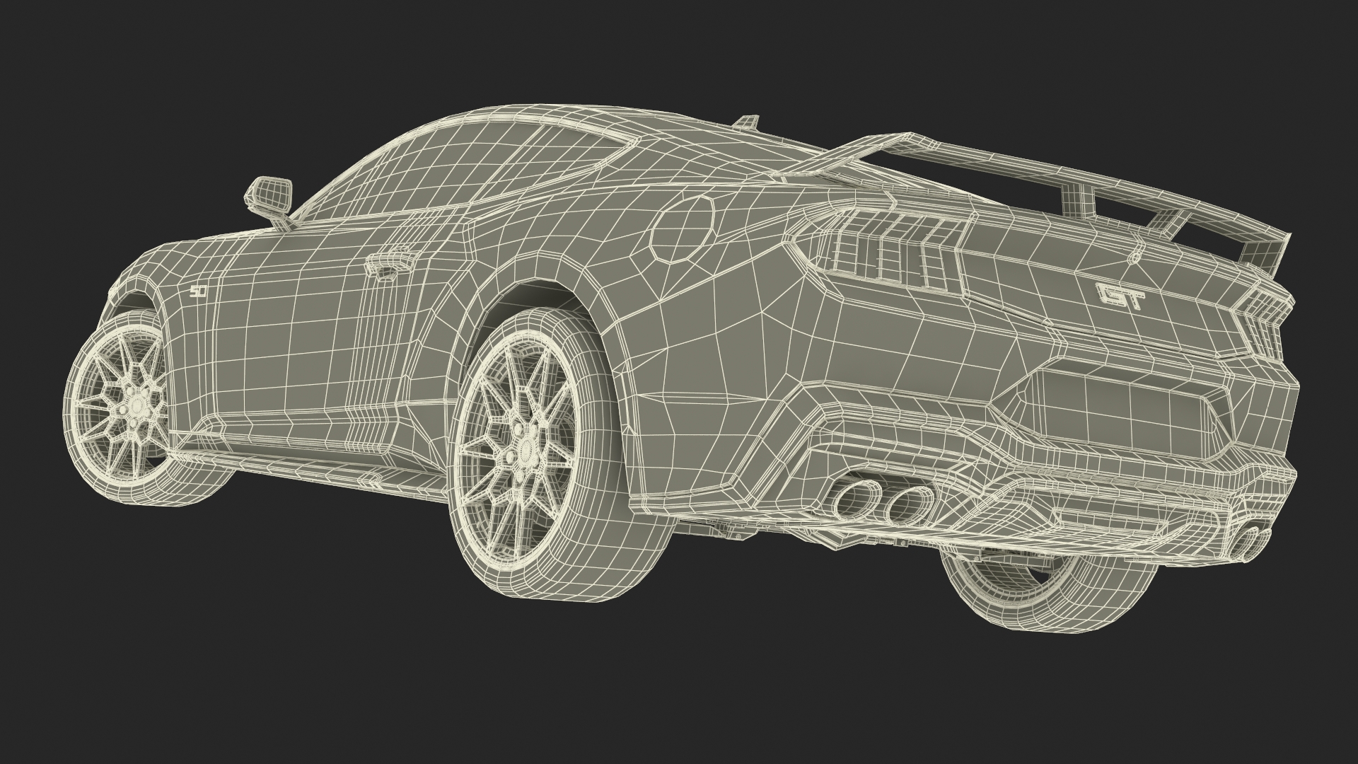 3D Ford Mustang 2024 Red Rigged model