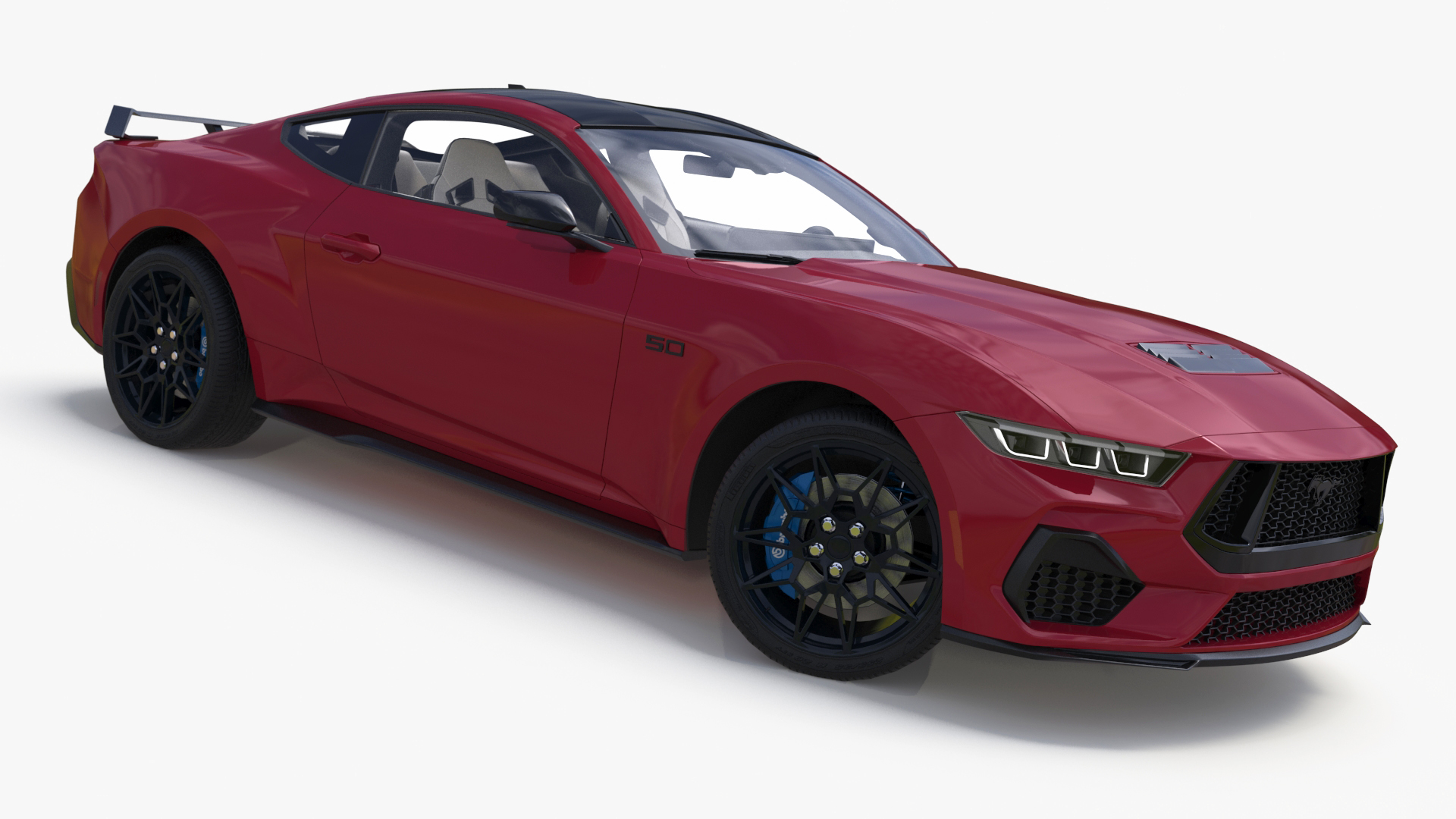 3D Ford Mustang 2024 Red Rigged model
