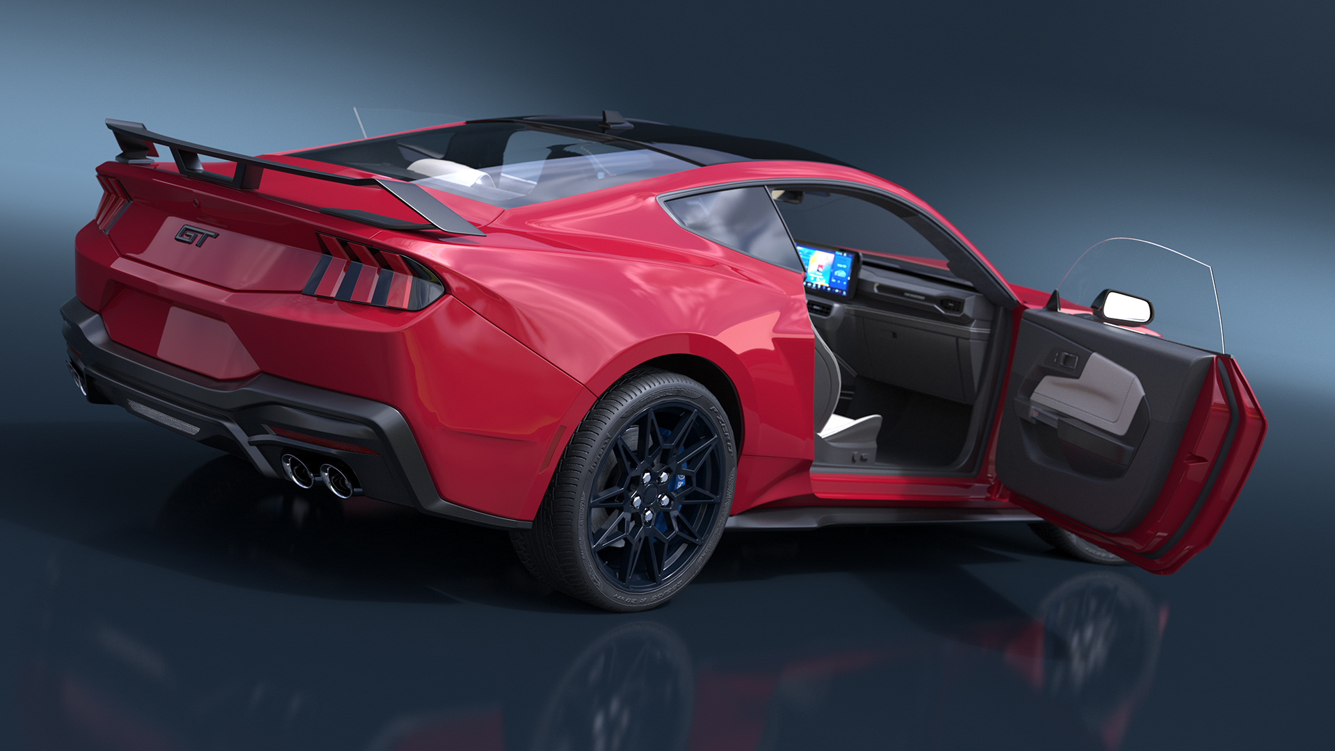 3D Ford Mustang 2024 Red Rigged model