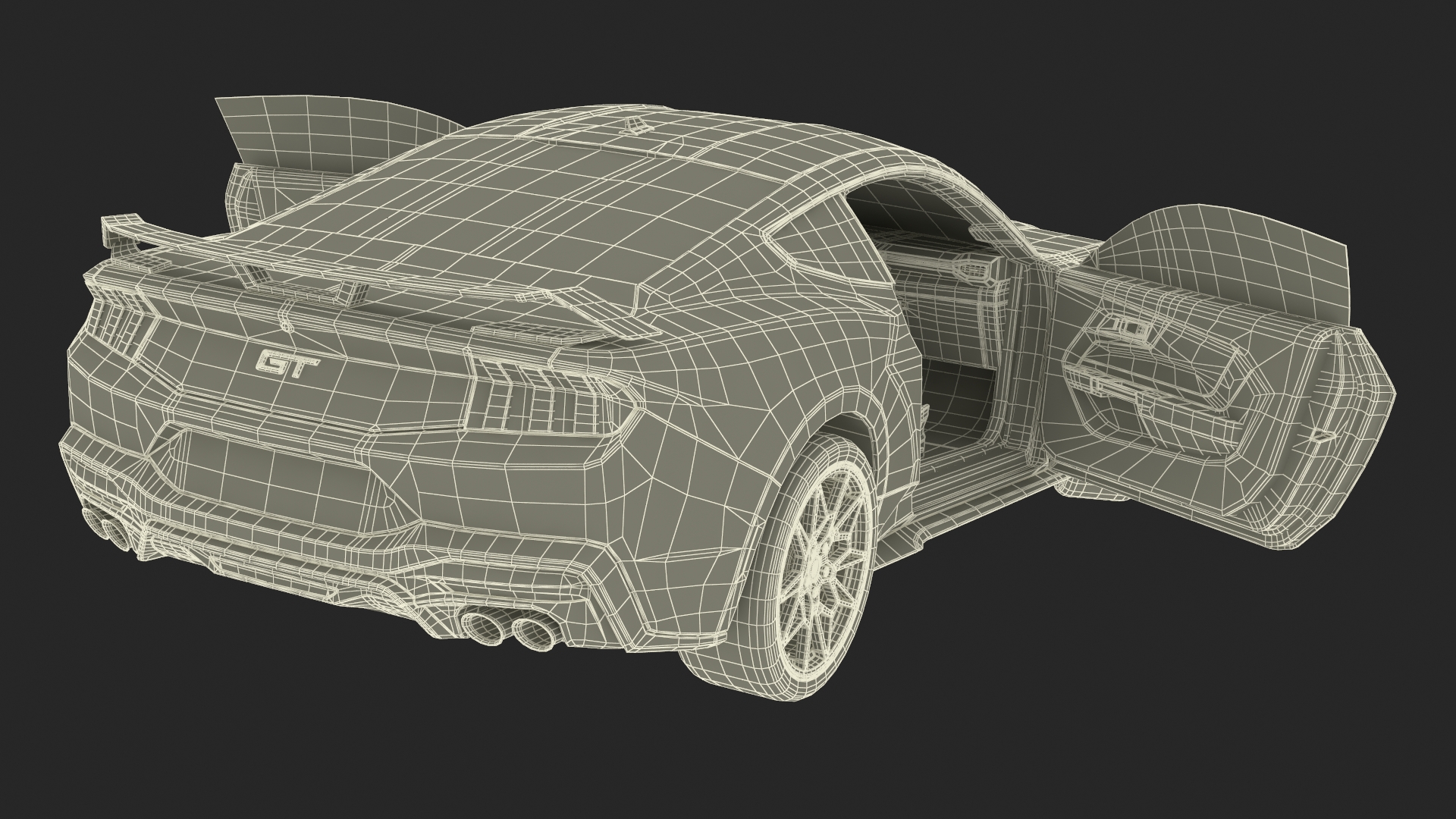 3D Ford Mustang 2024 Red Rigged model