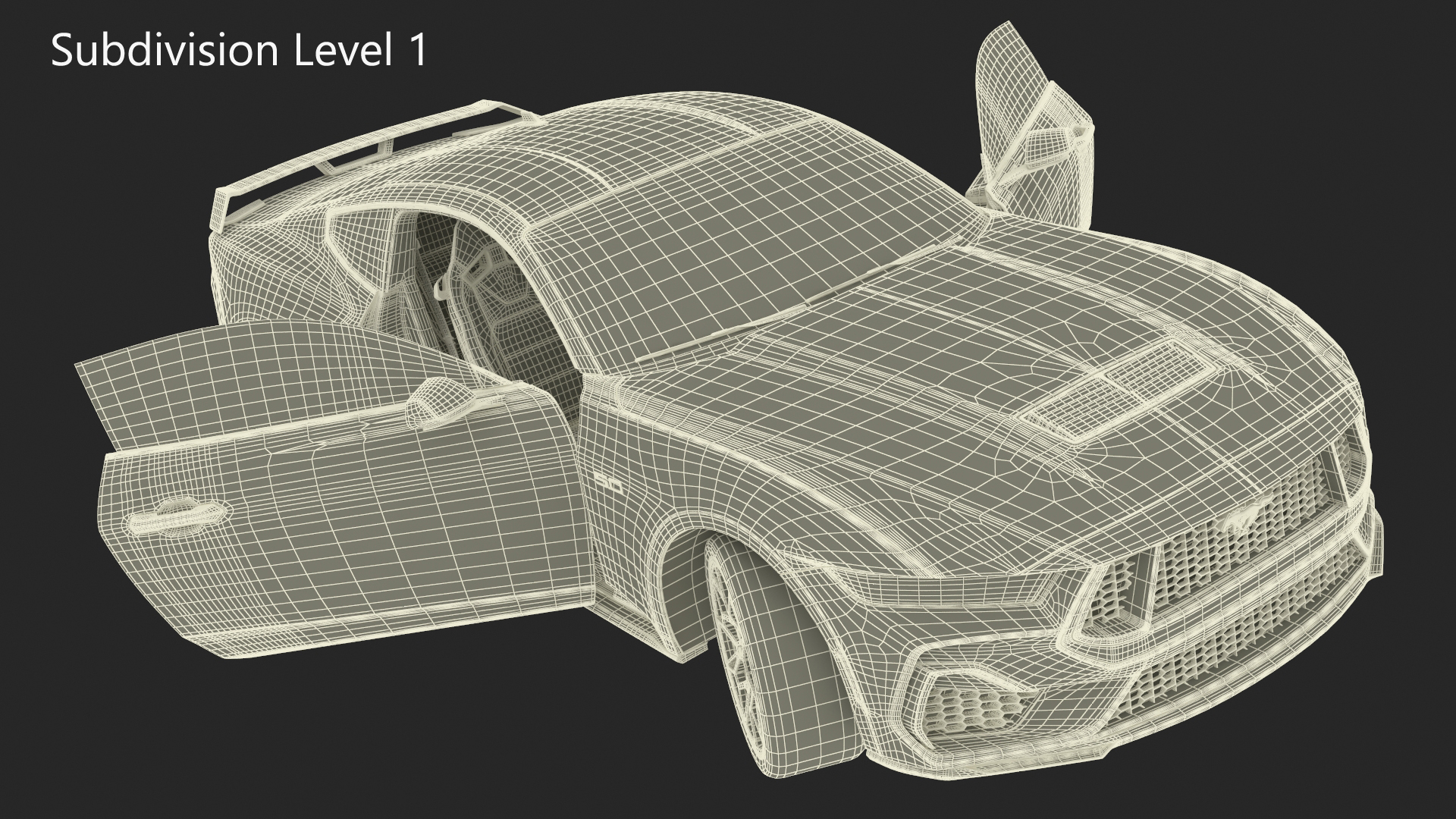 3D Ford Mustang 2024 Red Rigged model