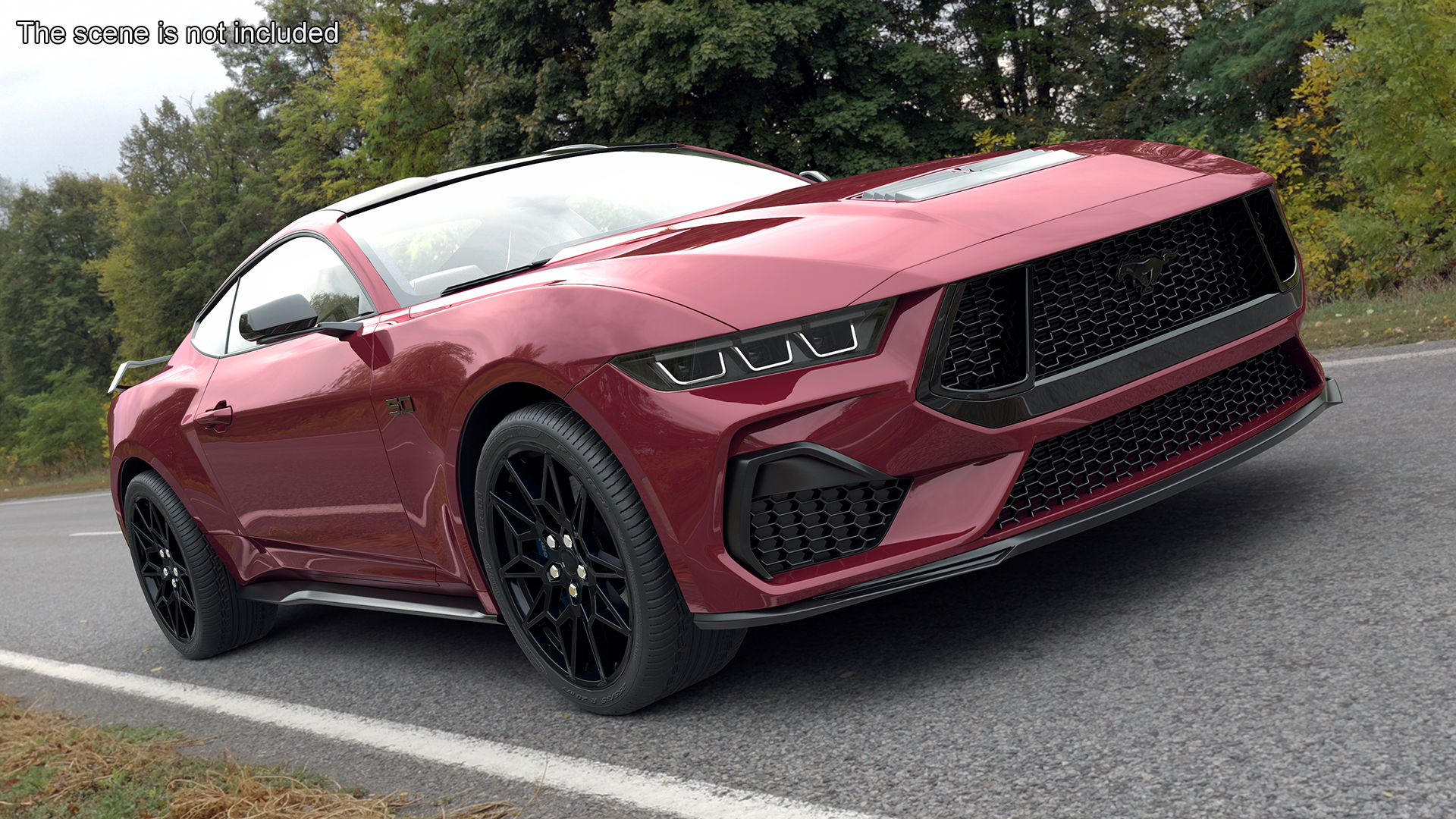 3D Ford Mustang 2024 Red Rigged model