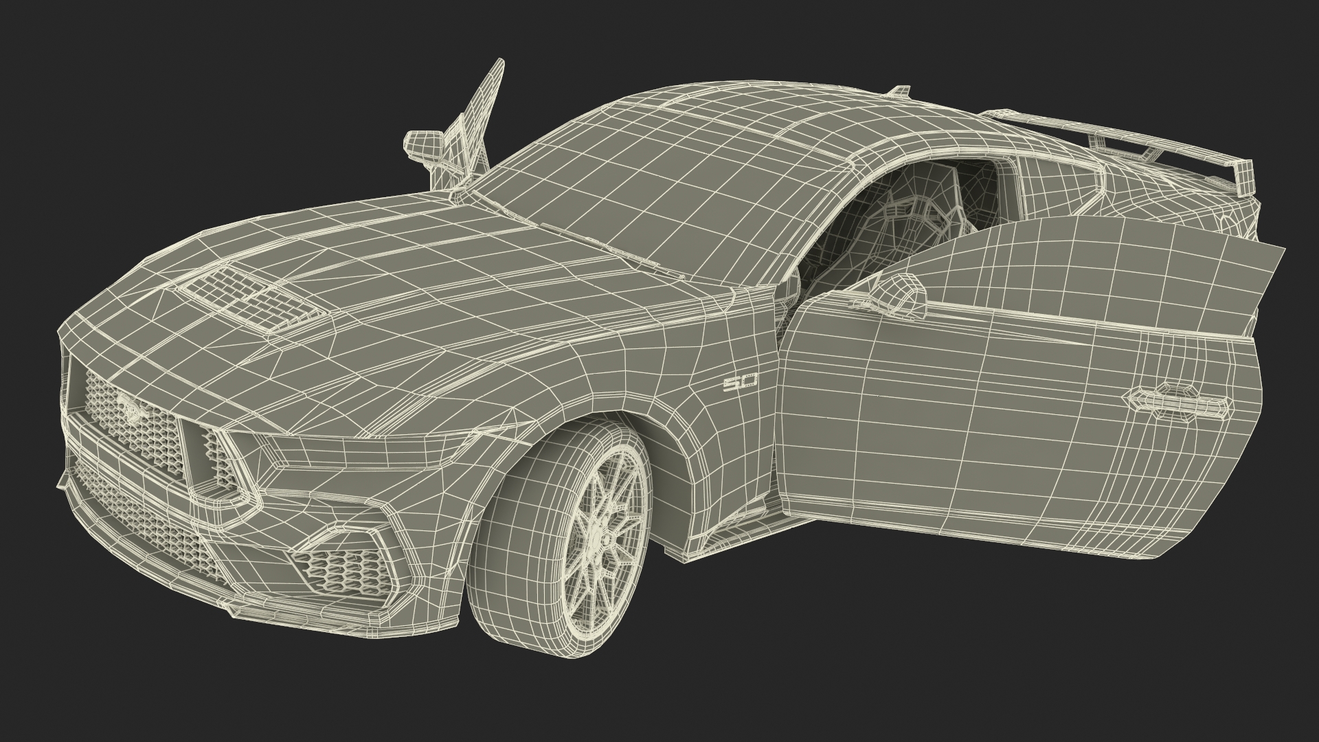 3D Ford Mustang 2024 Red Rigged model