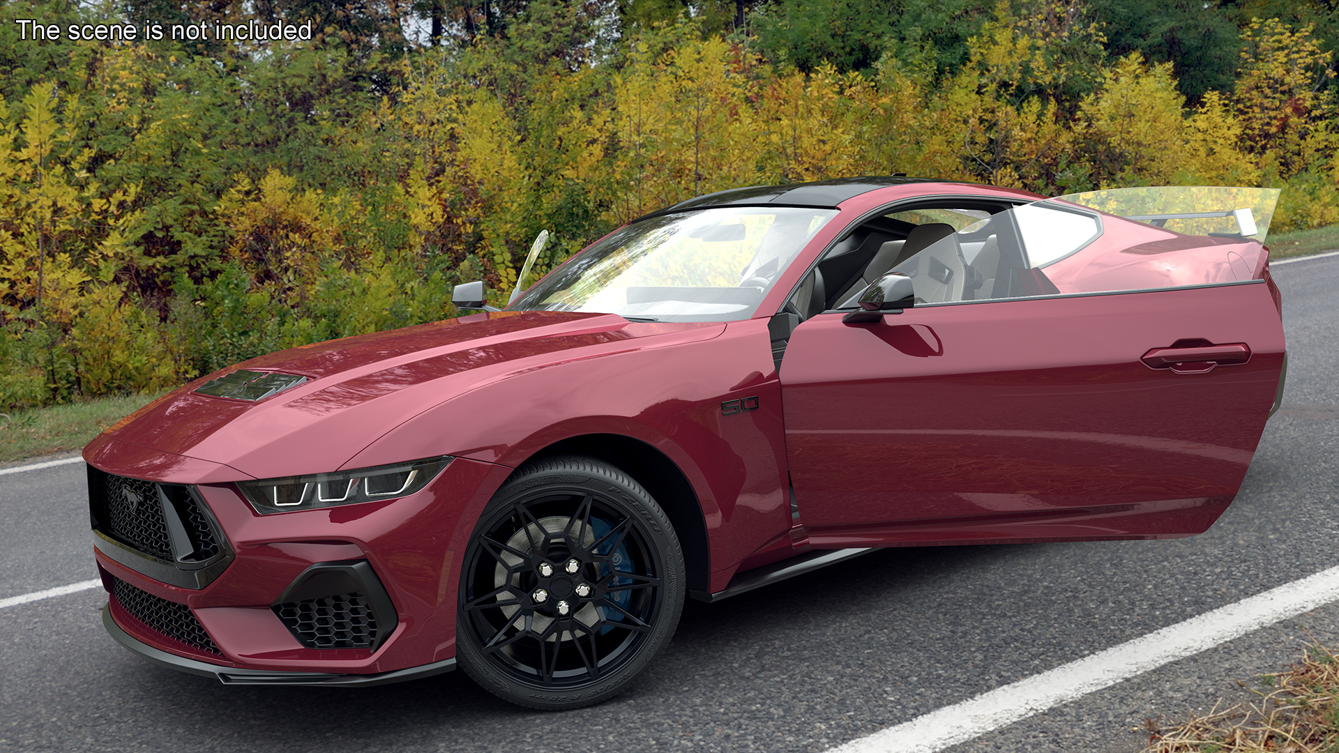 3D Ford Mustang 2024 Red Rigged model