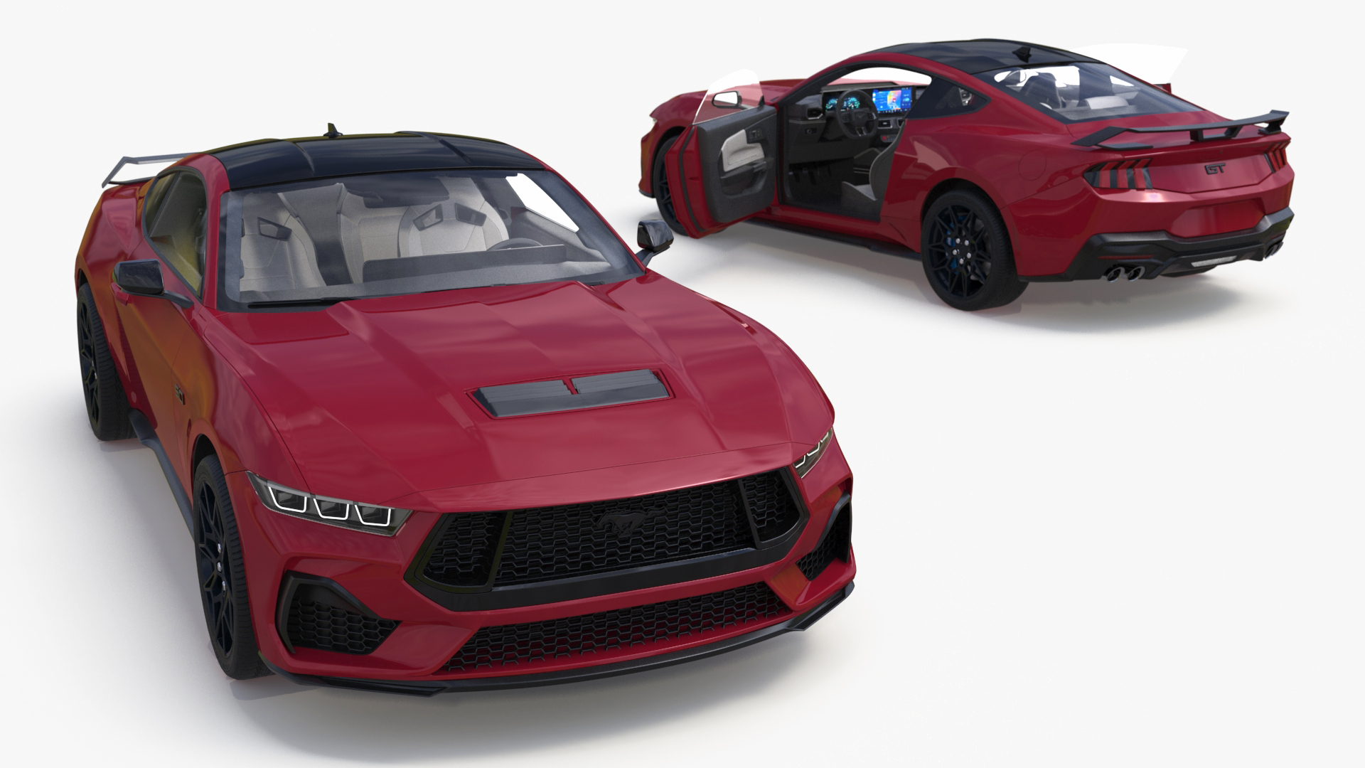 3D Ford Mustang 2024 Red Rigged model
