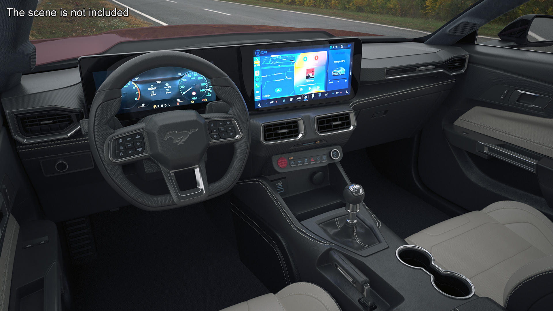 3D Ford Mustang 2024 Red Rigged model
