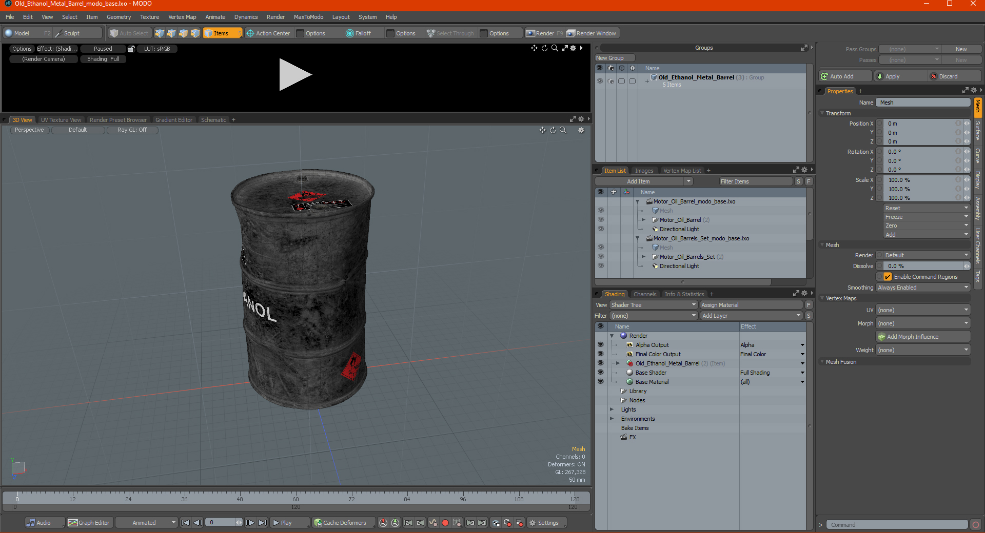 Old Ethanol Metal Barrel 3D model