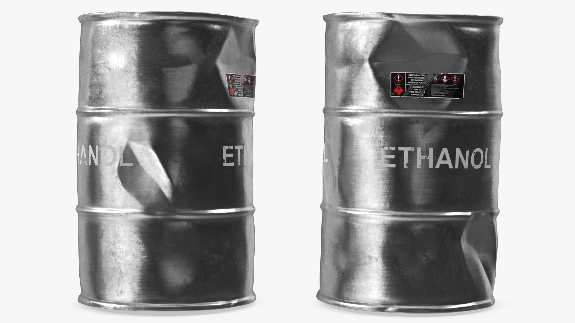 Old Ethanol Metal Barrel 3D model