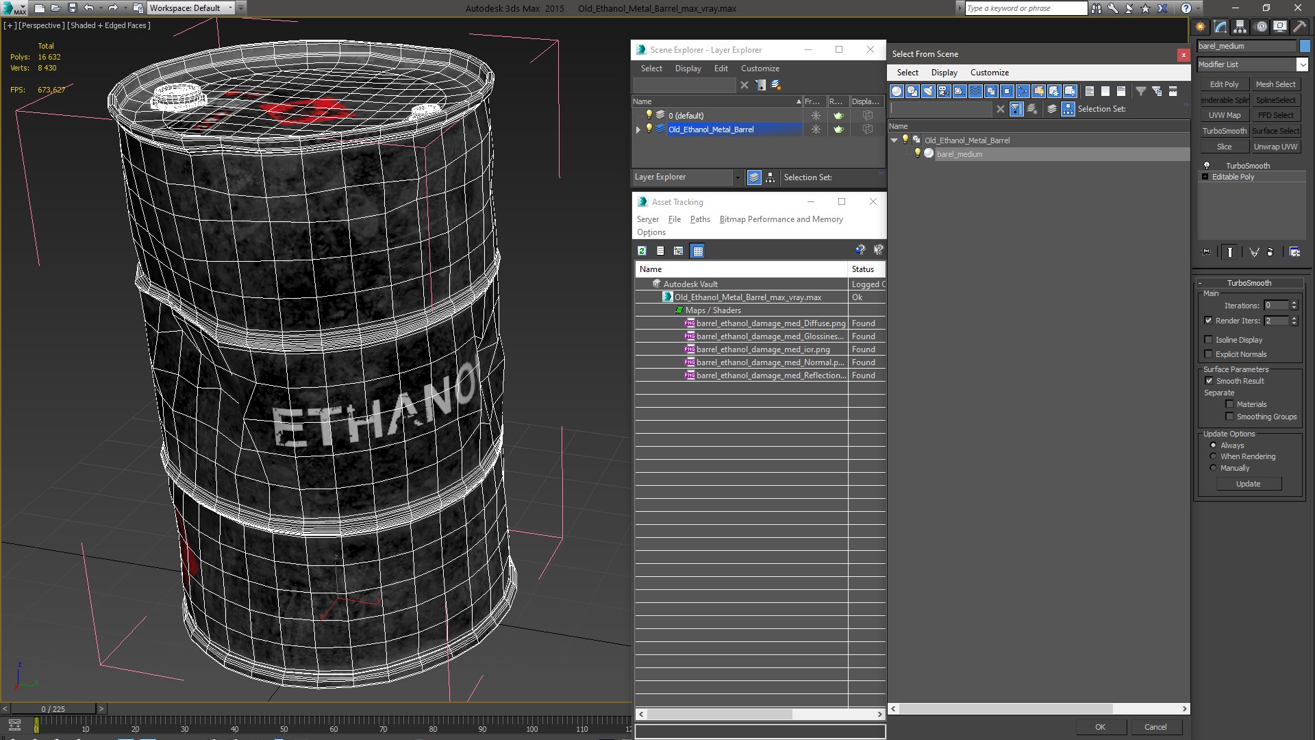Old Ethanol Metal Barrel 3D model